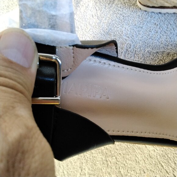 Viapipa Black Strappy Wedge Sandals Espadrille Size 6 Ankle Strap Platform heel - Picture 11 of 13